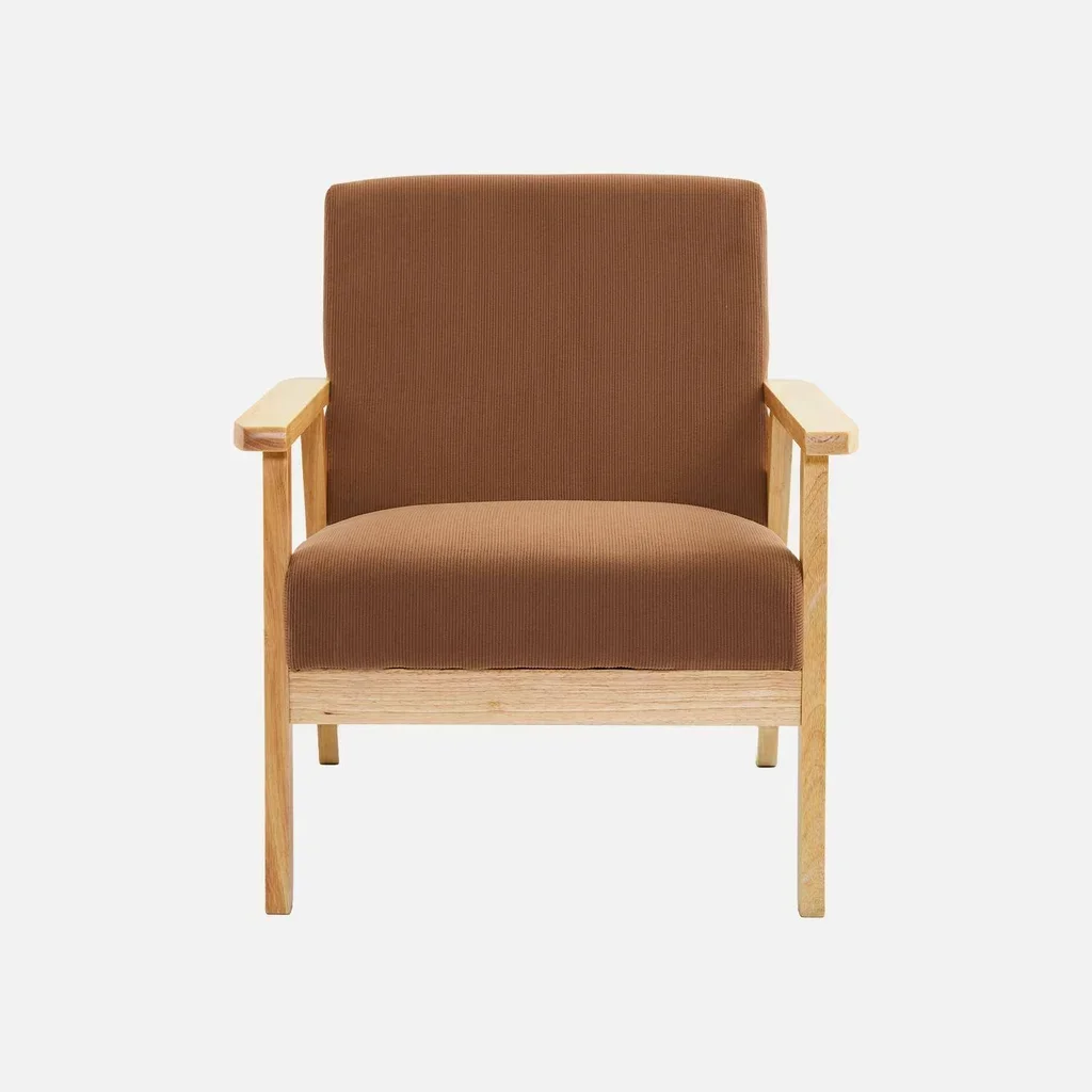 Panca 3 Posti Legno Massello Hevea Velluto a Coste Cachi – Collezione Isak