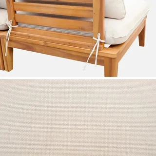 Modulare Akazienholz Bank 2-Sitzer Outdoor Yona Boucle Kissen