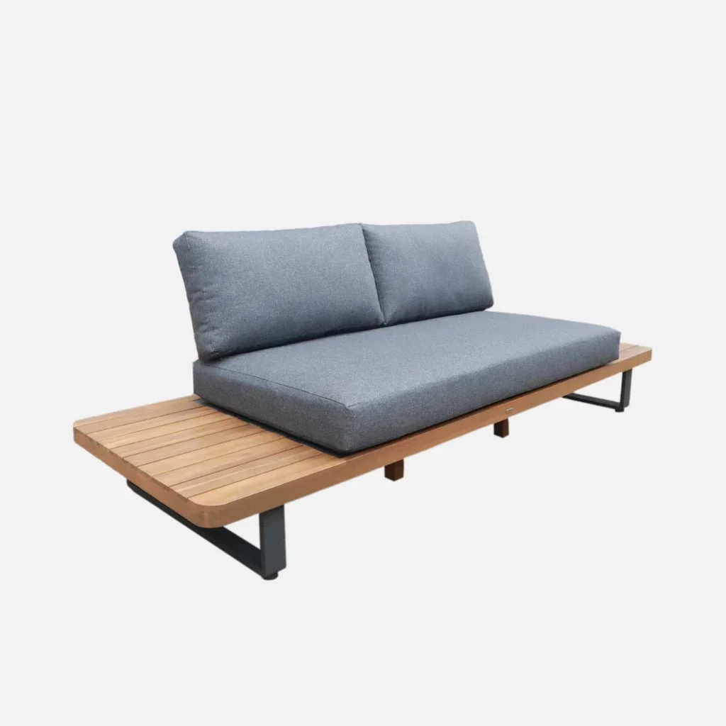 Banco de jardín 2 plazas madera acacia aluminio con cojines muebles exterior