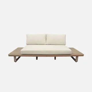 Banco jardín 2 plazas madera acacia aluminio con cojines desenfundables