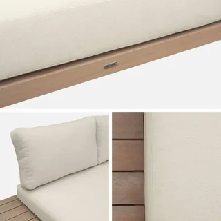 Banco jardín 2 plazas madera acacia aluminio con cojines desenfundables