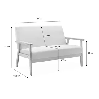 Banco sillón 3 plazas madera maciza hevea crema bouclé Isak