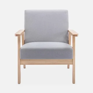Isak 3-Sitzer Bank und Sessel - Massivholz Hevea und skandinavischer Stoffbezug
