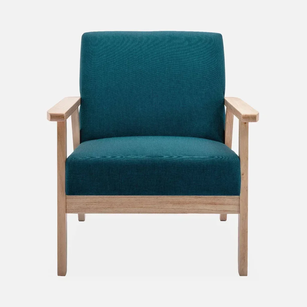 Isak 3-Sitzer Bank und Sessel Massivholz Hevea Pappel skandinavischer Stoffbezug