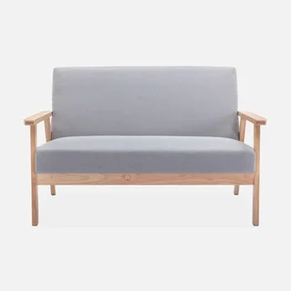 Isak 3-Sitzer Bank und Sessel - Massivholz Hevea und skandinavischer Stoffbezug