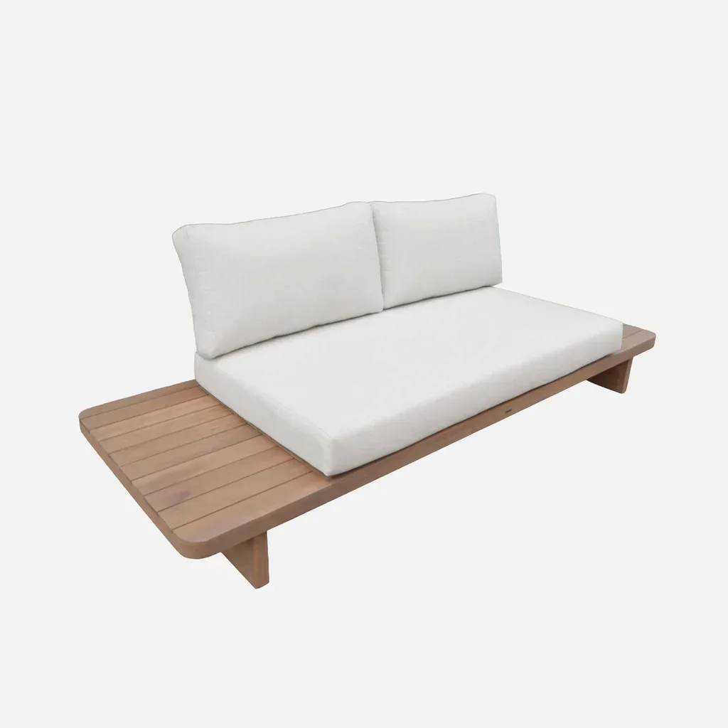 Banquette jardin 2 places bois acacia coussins déhoussables salon extérieur Zenzu