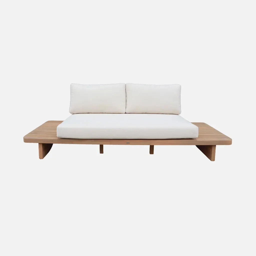 Banquette jardin 2 places bois acacia coussins déhoussables salon extérieur Zenzu