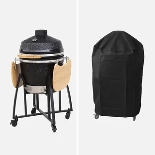 Kamado Keramikgrill 57cm 3-in-1 mit Rollen und Seitentischen