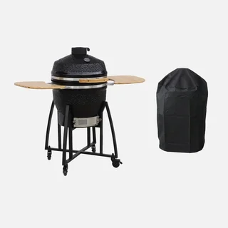 Kamado Keramikgrill 57cm 3-in-1 mit Rollen und Seitentischen