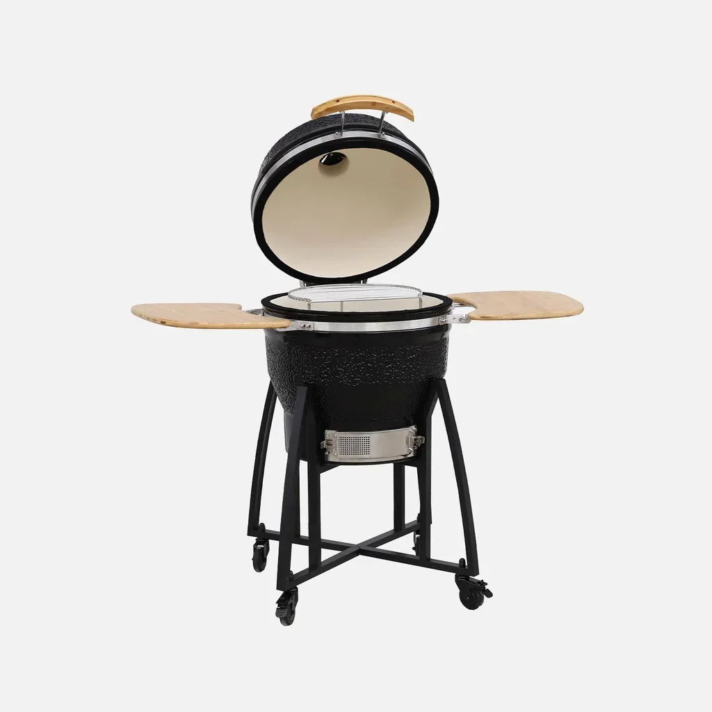 Kamado Keramikgrill 57cm 3-in-1 mit Rollen und Seitentischen