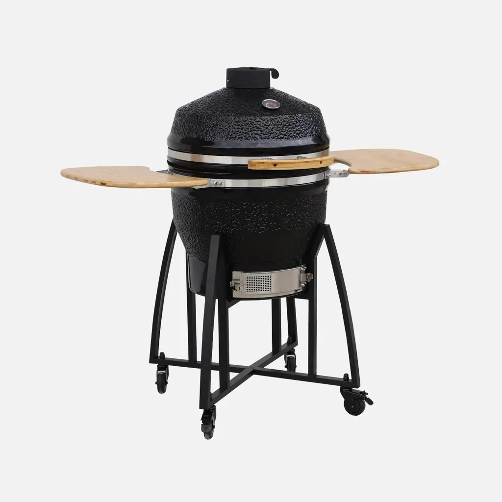 Kamado Keramikgrill 57cm 3-in-1 mit Rollen und Seitentischen