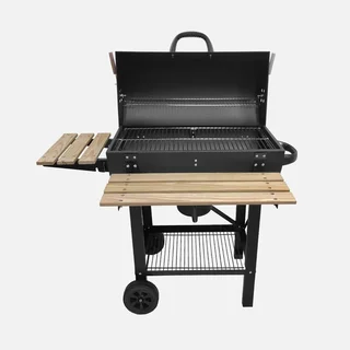 Barbecue charbon américain 3 en 1 grill fumoir plancha avec roues