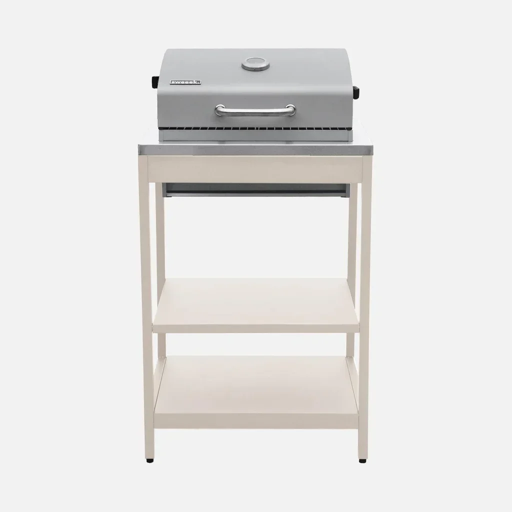 Barbecue charbon Naxos avec fumoir, 2 grilles et tablettes latérales