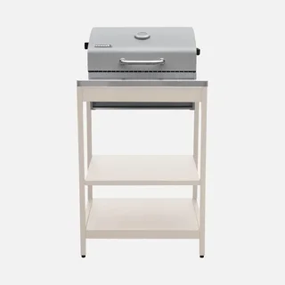 Barbecue charbon Naxos avec fumoir, 2 grilles et tablettes latérales