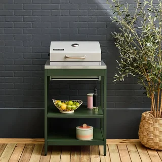 Barbecue charbon Naxos 2 grilles avec fumoir et thermomètre intégré