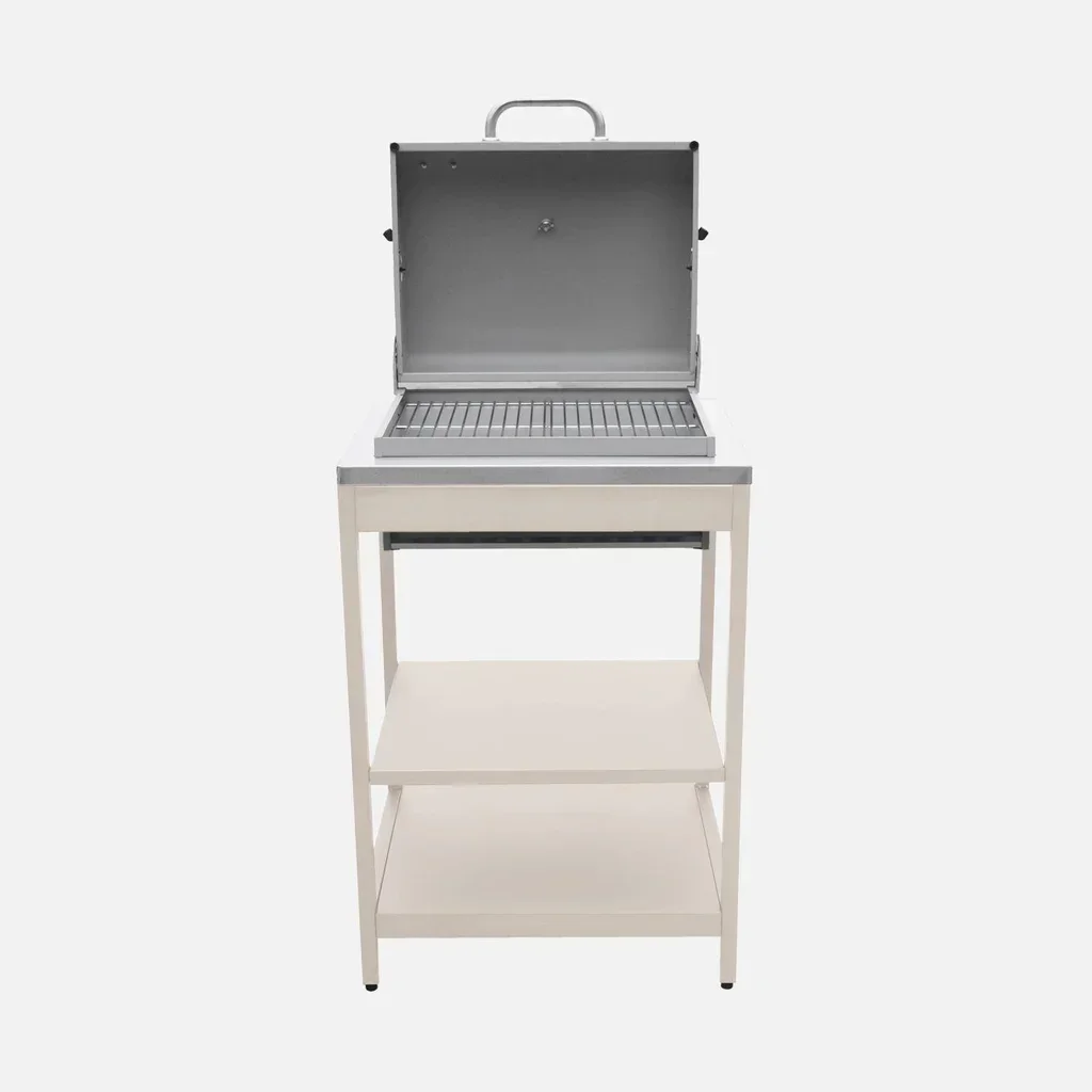 Barbecue charbon Naxos avec fumoir, 2 grilles et tablettes latérales