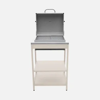 Barbecue charbon Naxos avec fumoir, 2 grilles et tablettes latérales