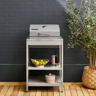 Barbecue charbon Naxos avec fumoir, 2 grilles et tablettes latérales