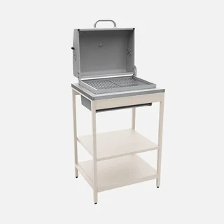 Barbecue charbon Naxos avec fumoir, 2 grilles et tablettes latérales