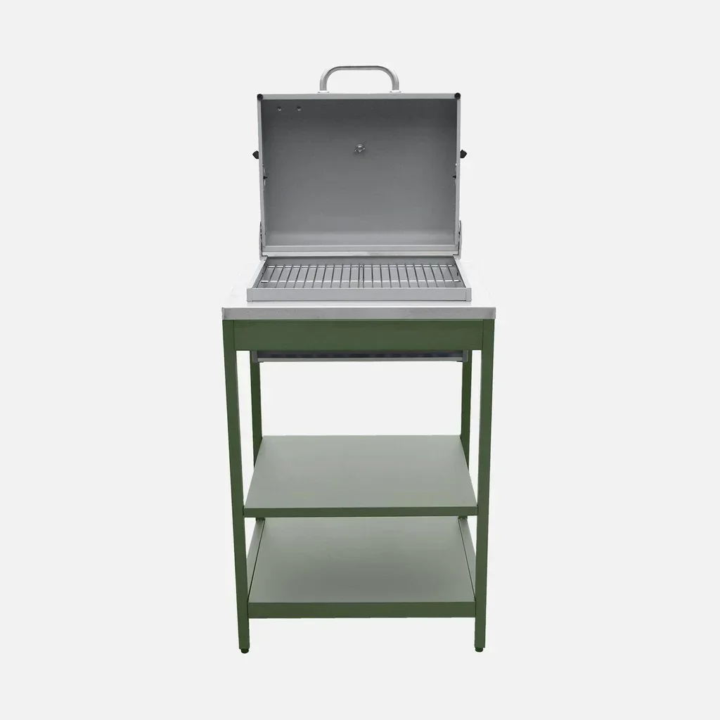 Barbecue charbon Naxos 2 grilles avec fumoir et thermomètre intégré