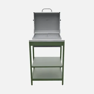 Barbecue charbon Naxos 2 grilles avec fumoir et thermomètre intégré