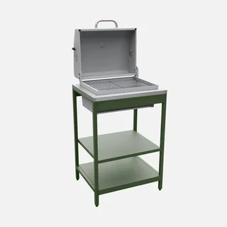 Barbecue charbon Naxos 2 grilles avec fumoir et thermomètre intégré