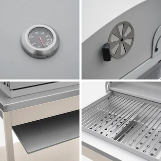 Barbecue charbon Naxos avec fumoir, 2 grilles et tablettes latérales