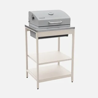 Barbecue charbon Naxos avec fumoir, 2 grilles et tablettes latérales