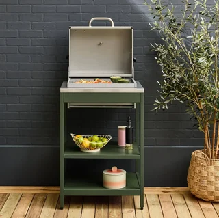 Barbecue charbon Naxos 2 grilles avec fumoir et thermomètre intégré