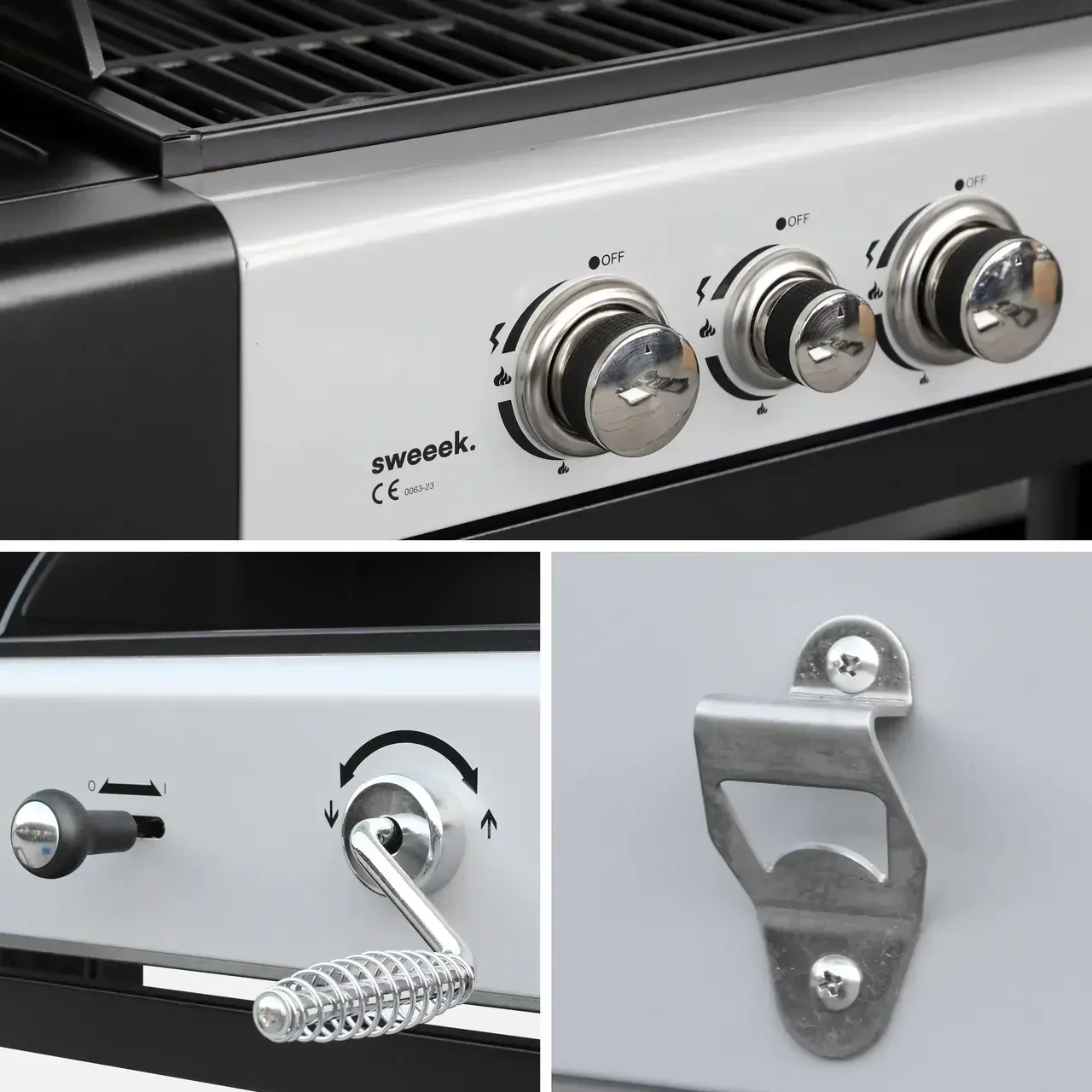 Barbecue hybride gaz charbon 4 brûleurs Marsac plancha fumoir 10-12 personnes