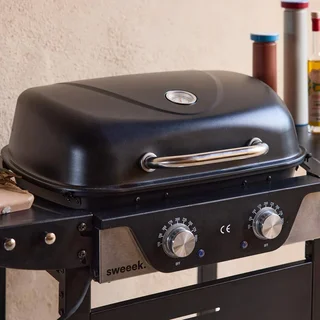 Barbecue électrique 2 feux acier émaillé 2300W Nikola thermomètre intégré