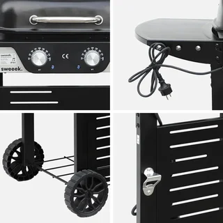 Barbecue électrique 2 feux acier émaillé 2300W Nikola thermomètre intégré
