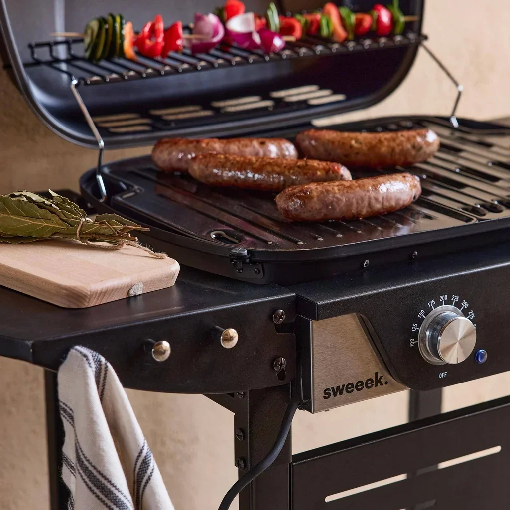 Barbecue électrique 2 feux acier émaillé 2300W Nikola thermomètre intégré