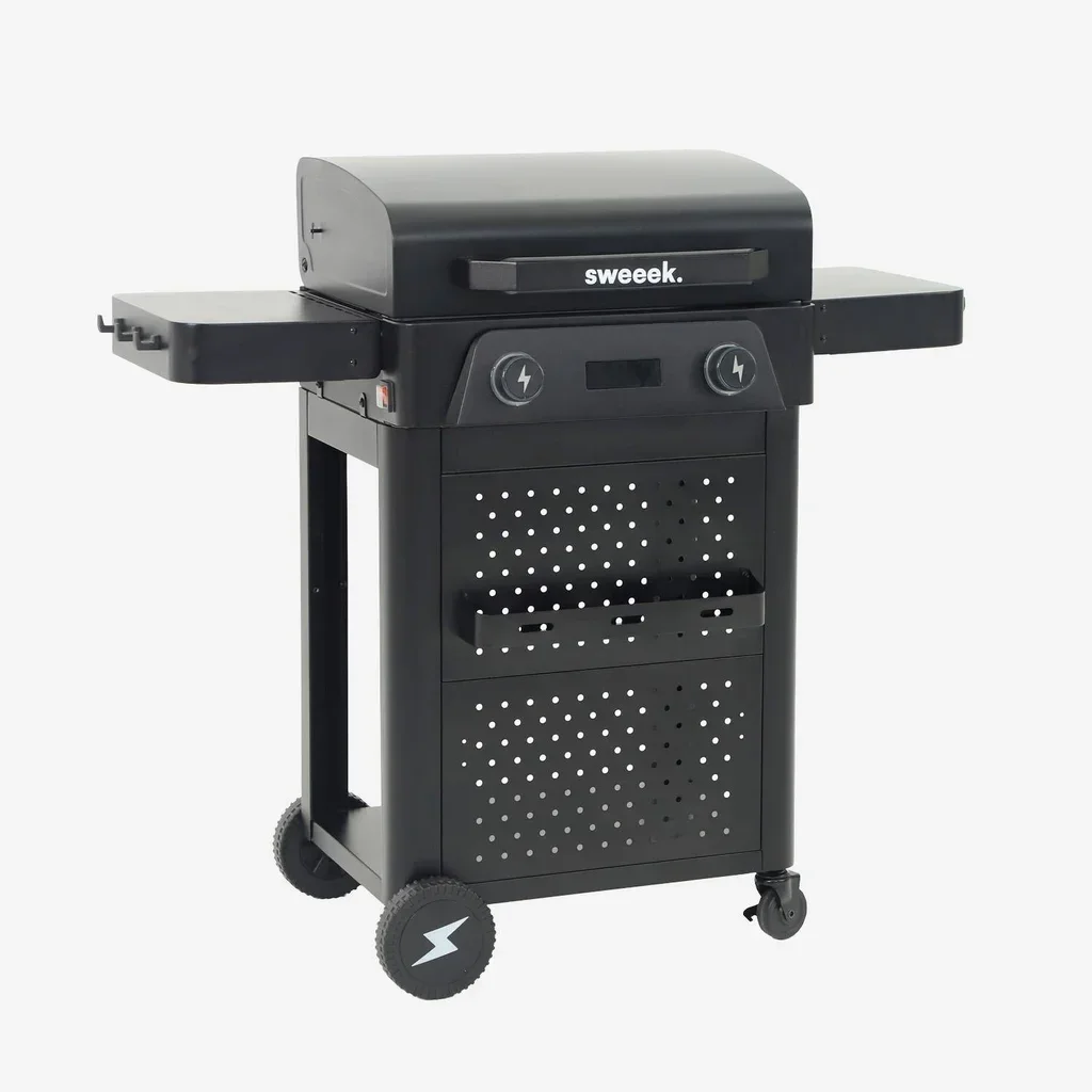 Barbecue électrique 2 feux acier émaillé 2300W avec grilles cuisson et maintien au chaud