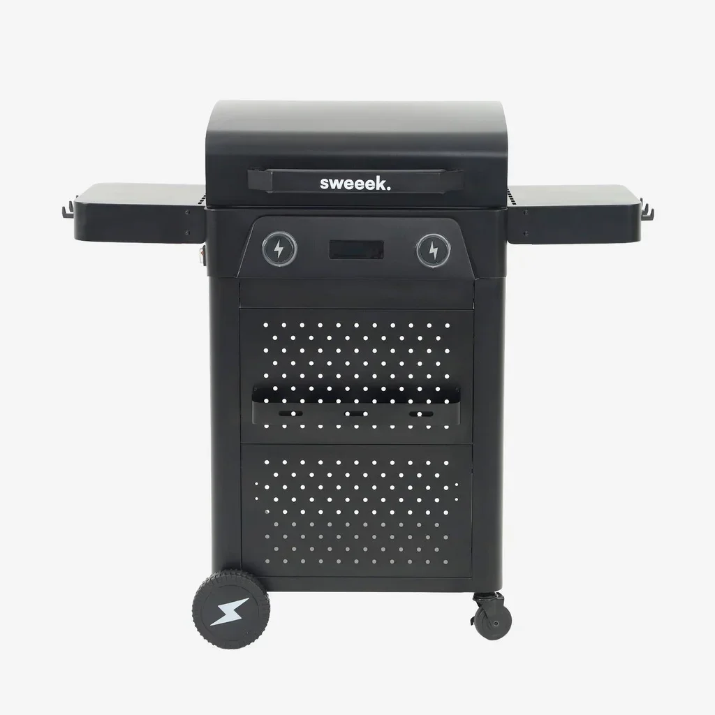 Barbecue électrique 2 feux acier émaillé 2300W avec grilles cuisson et maintien au chaud