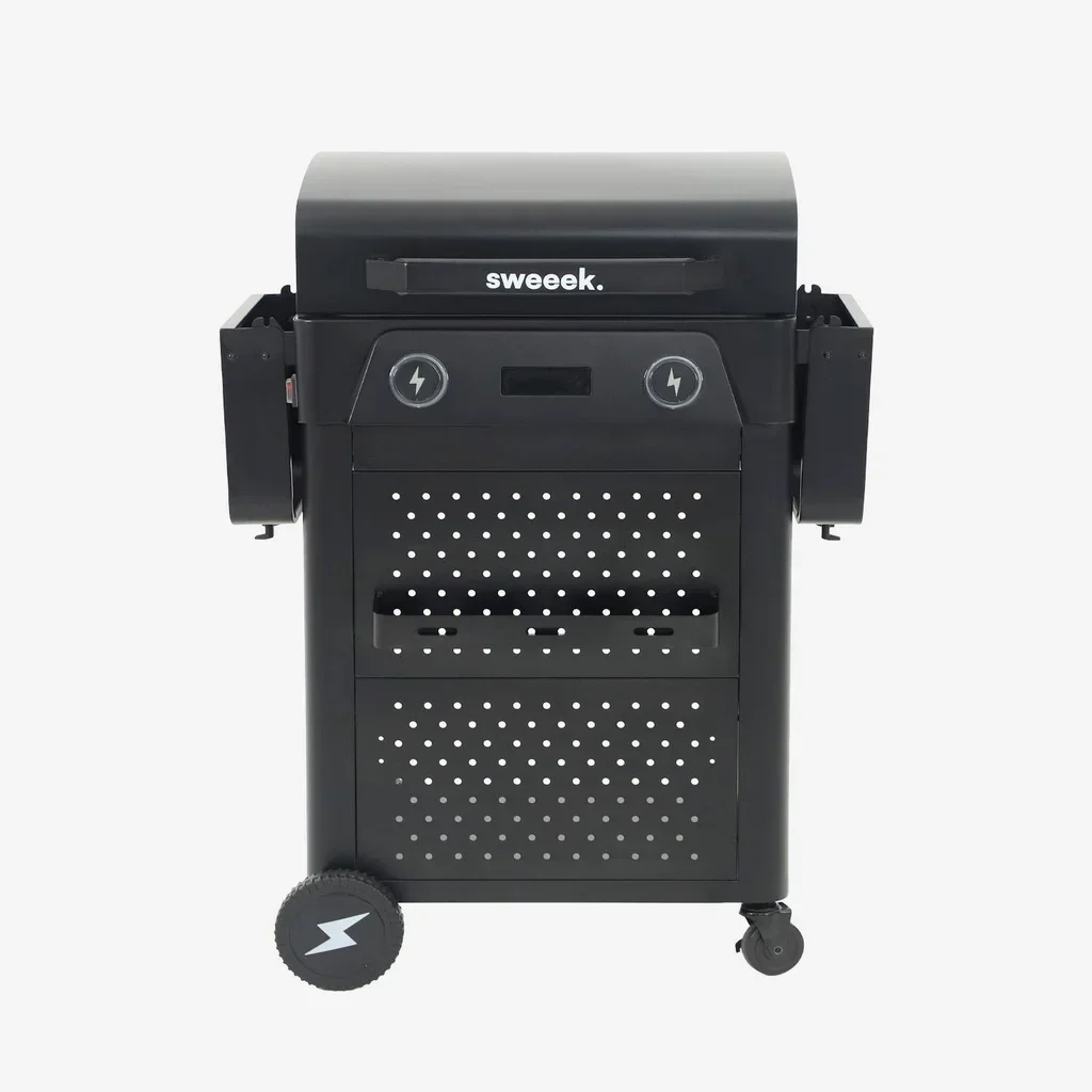 Barbecue électrique 2 feux acier émaillé 2300W avec grilles cuisson et maintien au chaud