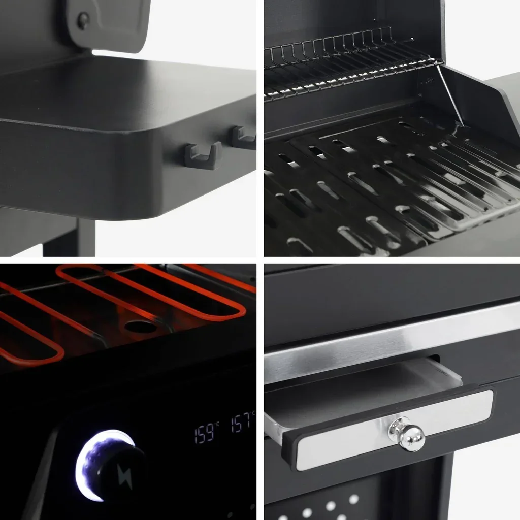 Barbecue électrique 2 feux acier émaillé 2300W avec grilles cuisson et maintien au chaud