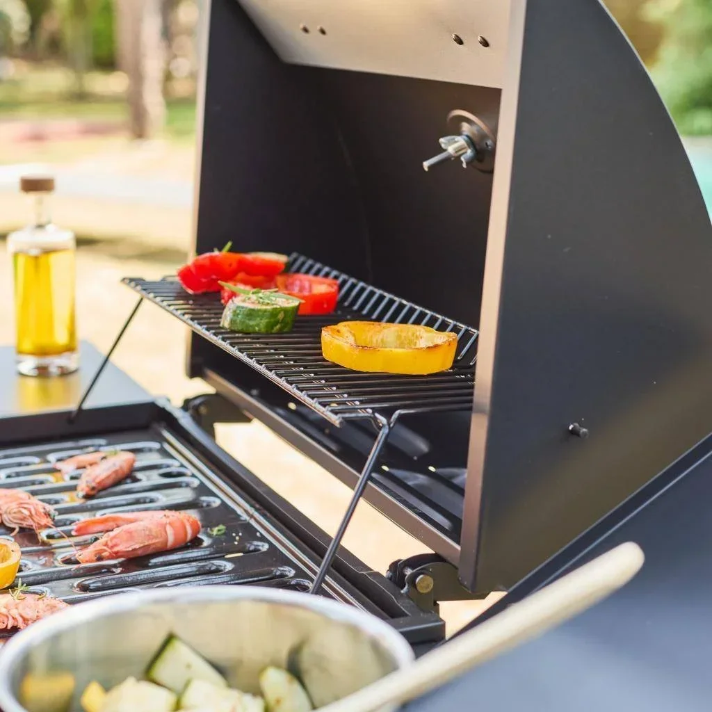 Barbecue gaz 3 brûleurs avec feu latéral et thermomètre intégré