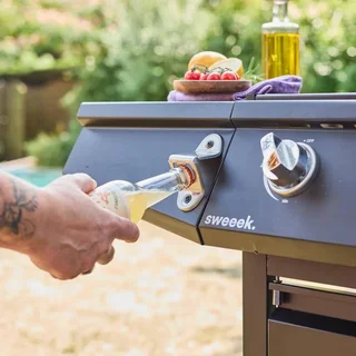 Barbecue gaz 3 brûleurs avec feu latéral et thermomètre intégré