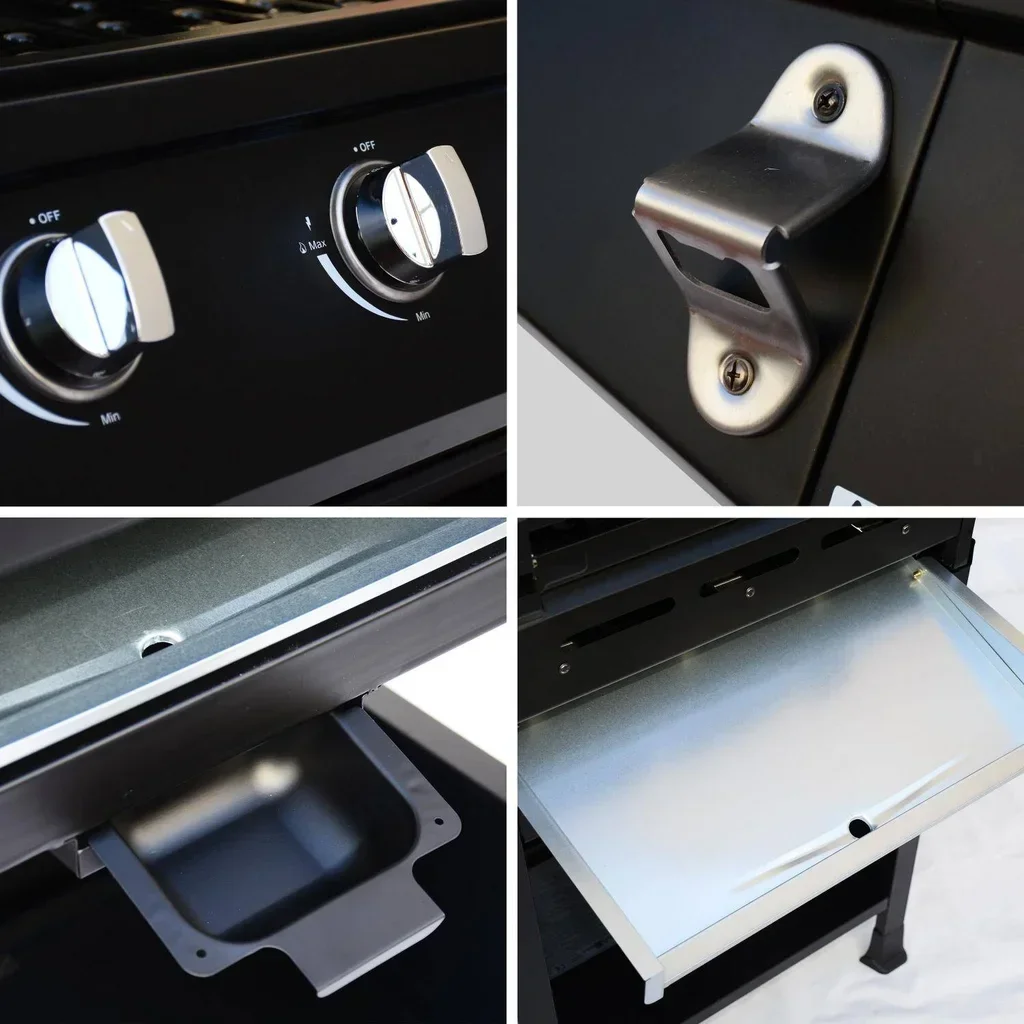 Barbecue gaz 3 brûleurs avec feu latéral et thermomètre intégré