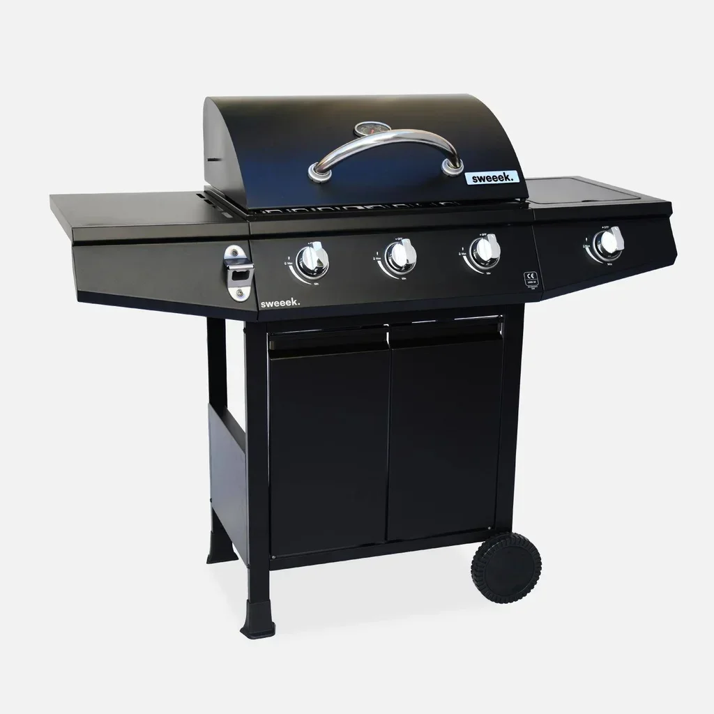 Barbecue gaz 3 brûleurs avec feu latéral et thermomètre intégré