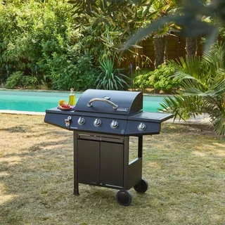 Barbecue gaz 3 brûleurs avec feu latéral et thermomètre intégré