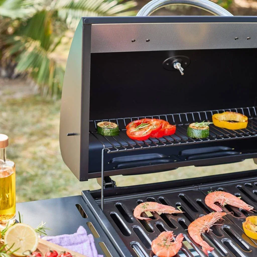 Barbecue gaz 3 brûleurs avec feu latéral et thermomètre intégré