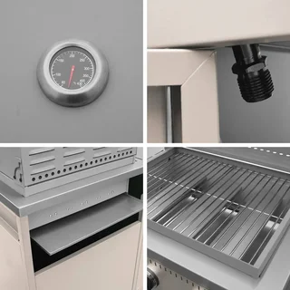 Barbecue gaz 3 brûleurs sur pied avec rangement et thermomètre intégré