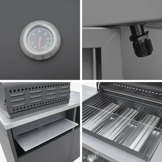 Barbecue gaz 3 brûleurs sur pied avec rangement et thermomètre