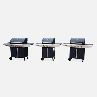 Barbecue à gaz 3 feux avec réchaud latéral Bazin 3 en acier inoxydable