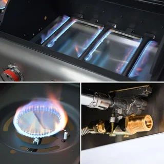 Barbecue à gaz 3 feux avec réchaud latéral Bazin 3 en acier inoxydable