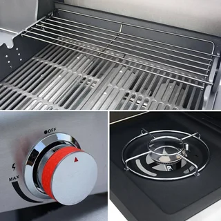 Barbecue à gaz 3 feux avec réchaud latéral Bazin 3 en acier inoxydable