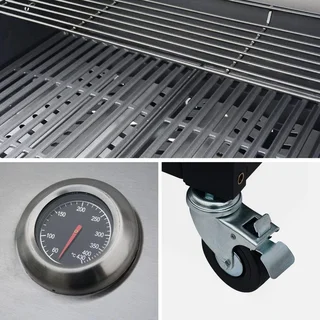 Barbecue gaz 4 brûleurs avec réchaud latéral, évier et accessoires cuisine extérieure