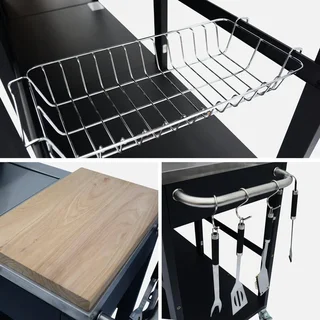 Barbecue gaz 4 brûleurs avec réchaud latéral, évier et accessoires cuisine extérieure